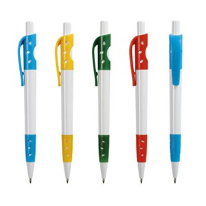 Bolígrafo plástico bicolor agarre gomoso